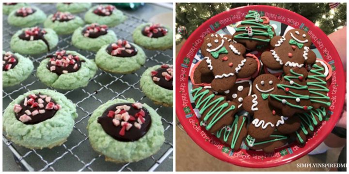 Mint thumbprint cookies and gingerbread cookies