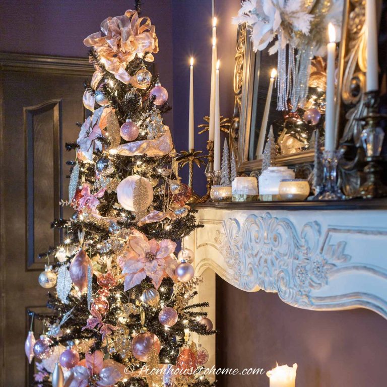 Pink and Gold Christmas Tree Decor (On A Black Tree)
