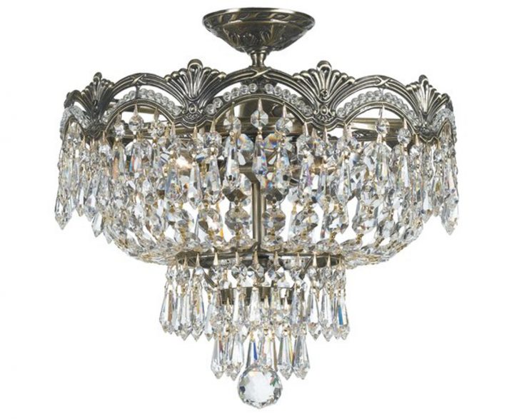 silver and crystal home office semi flush mount chandelier