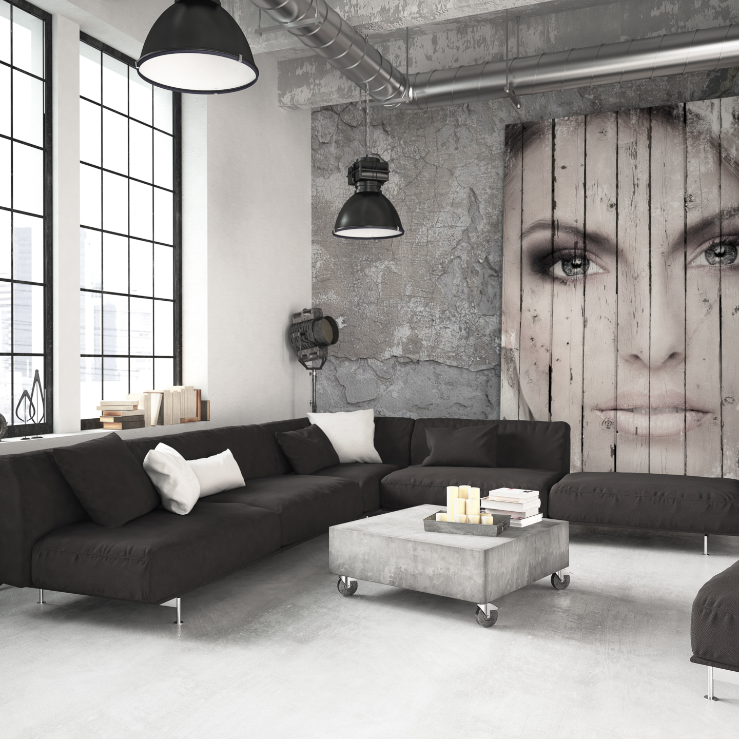 Industrial loft living room