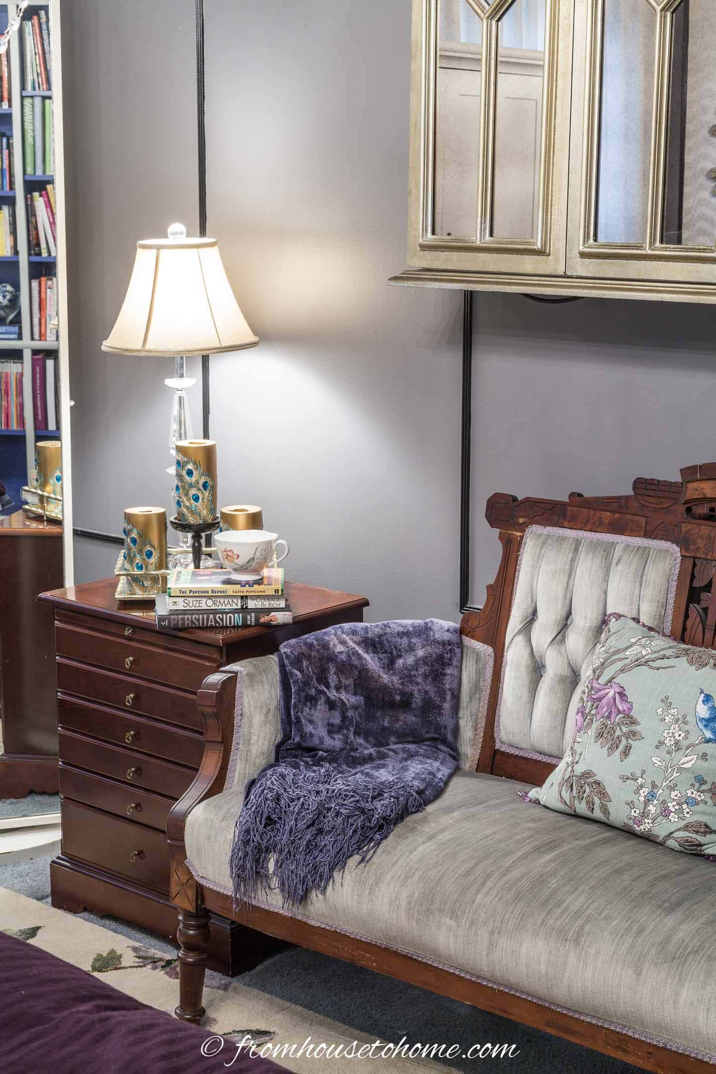 A cozy reading nook in a bedroom