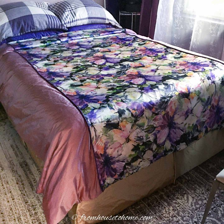 DIY duvet cover on the bed