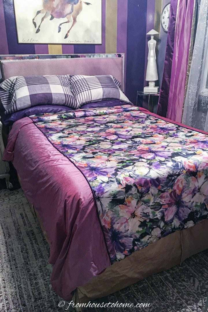 Finished duvet cover on the bed