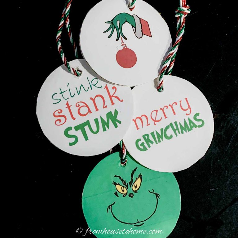 DIY Printable Grinch Christmas Ornaments