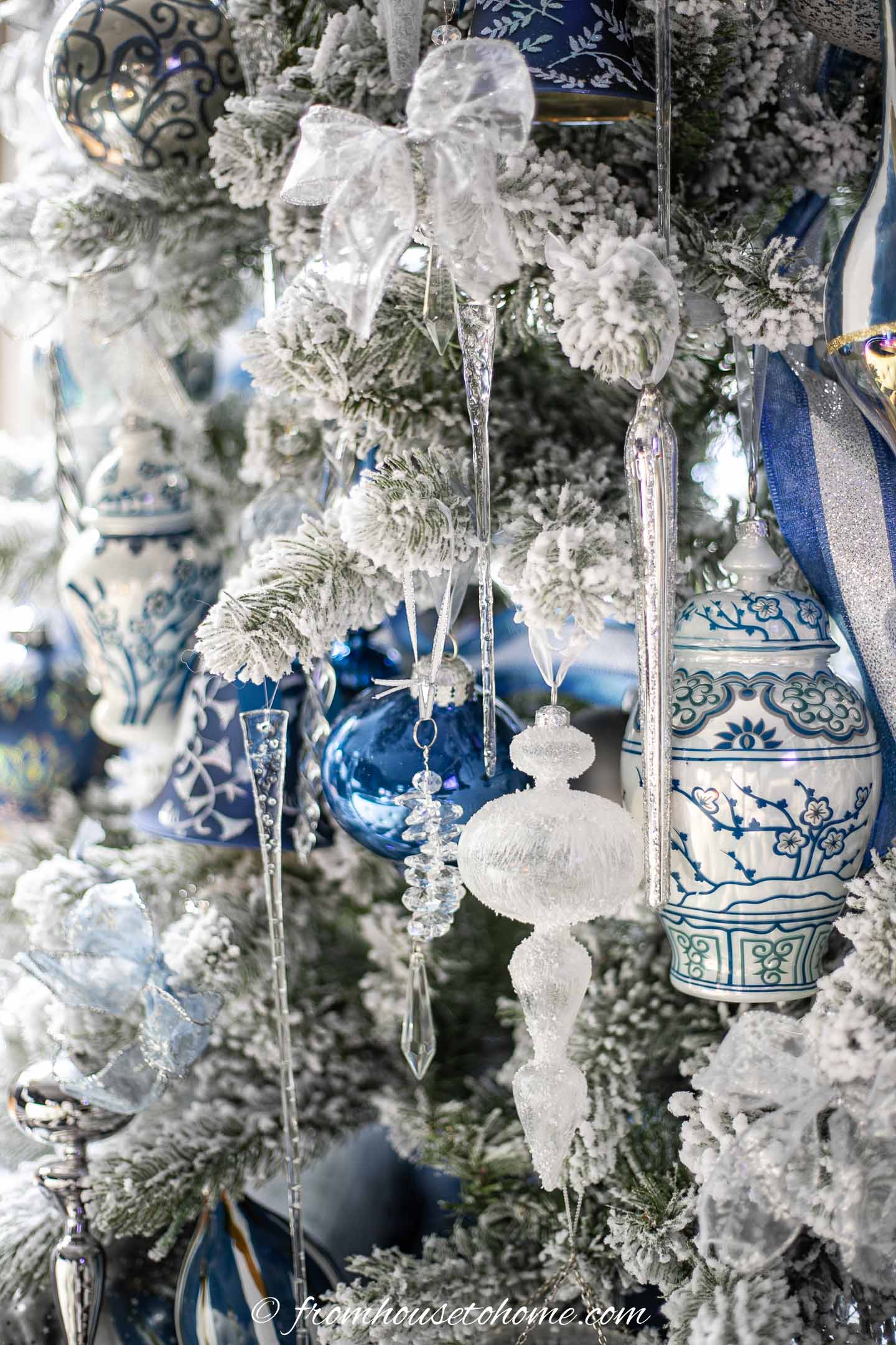 Wintry White, Blue And Silver Christmas Tree