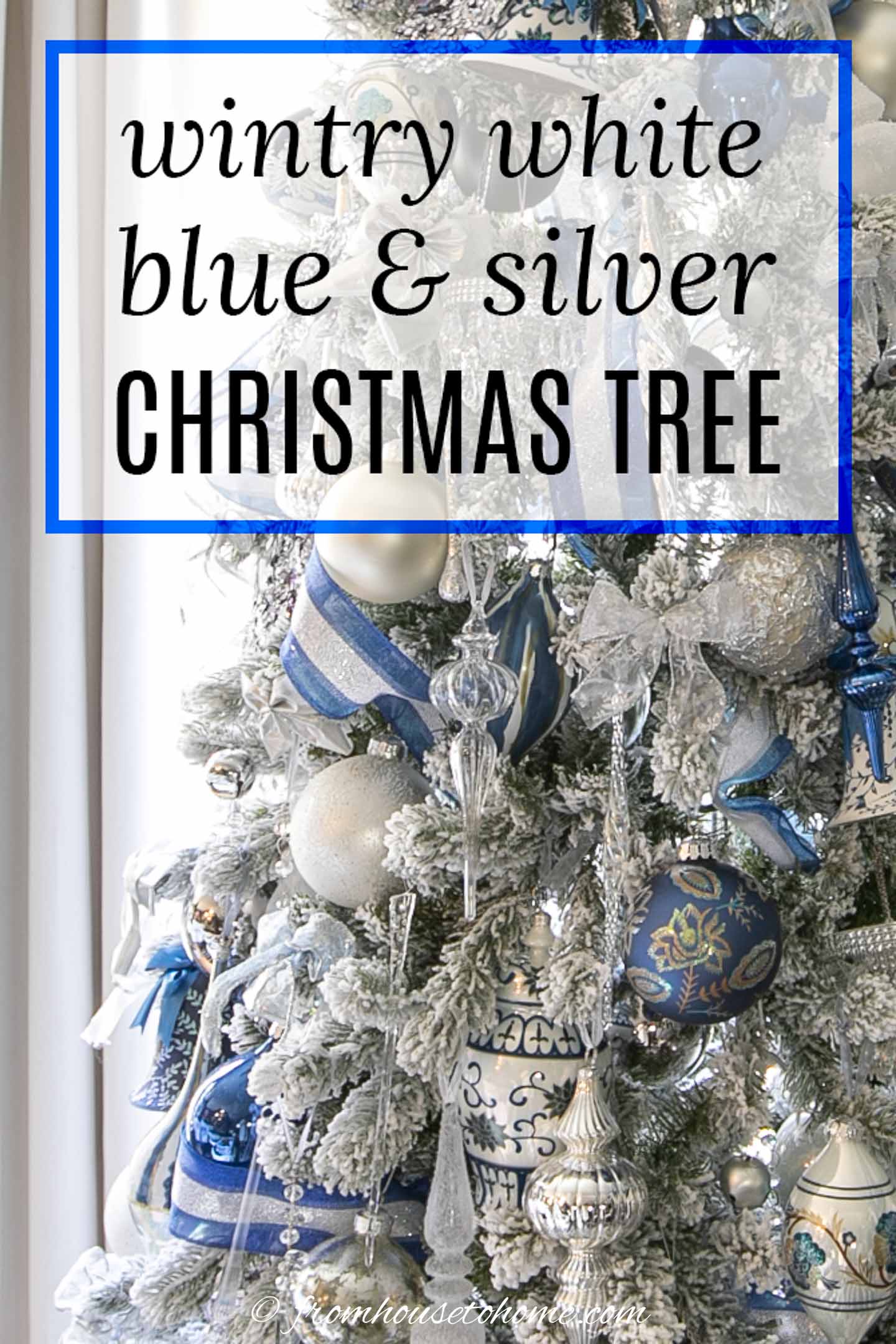 wintry white, blue and silver Christmas tree