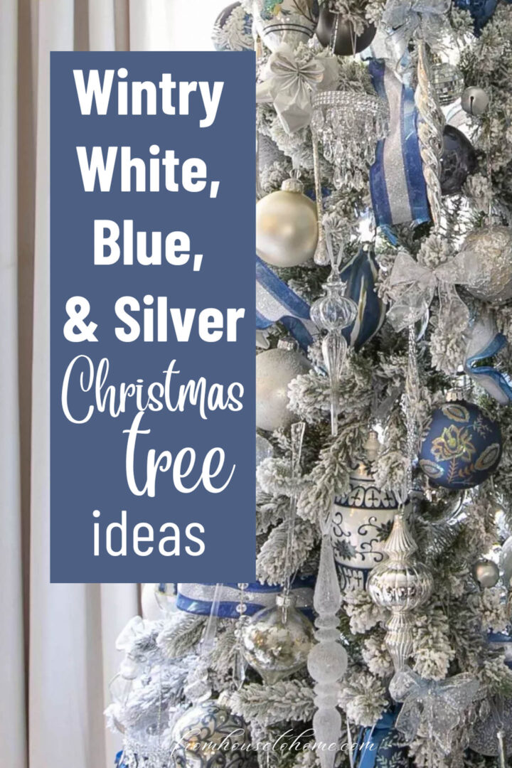 Wintry white blue and silver Christmas tree decor ideas