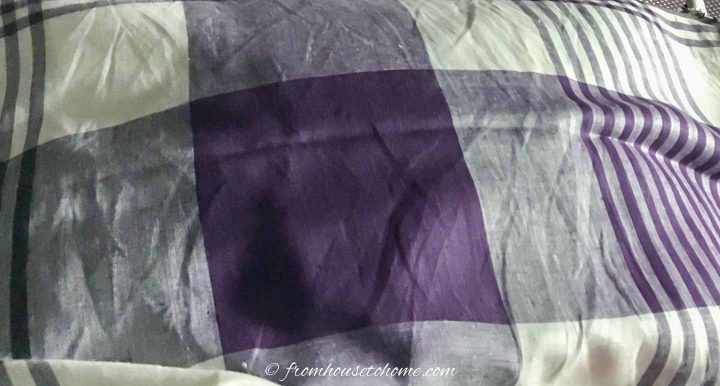 purple and white plaid fabric