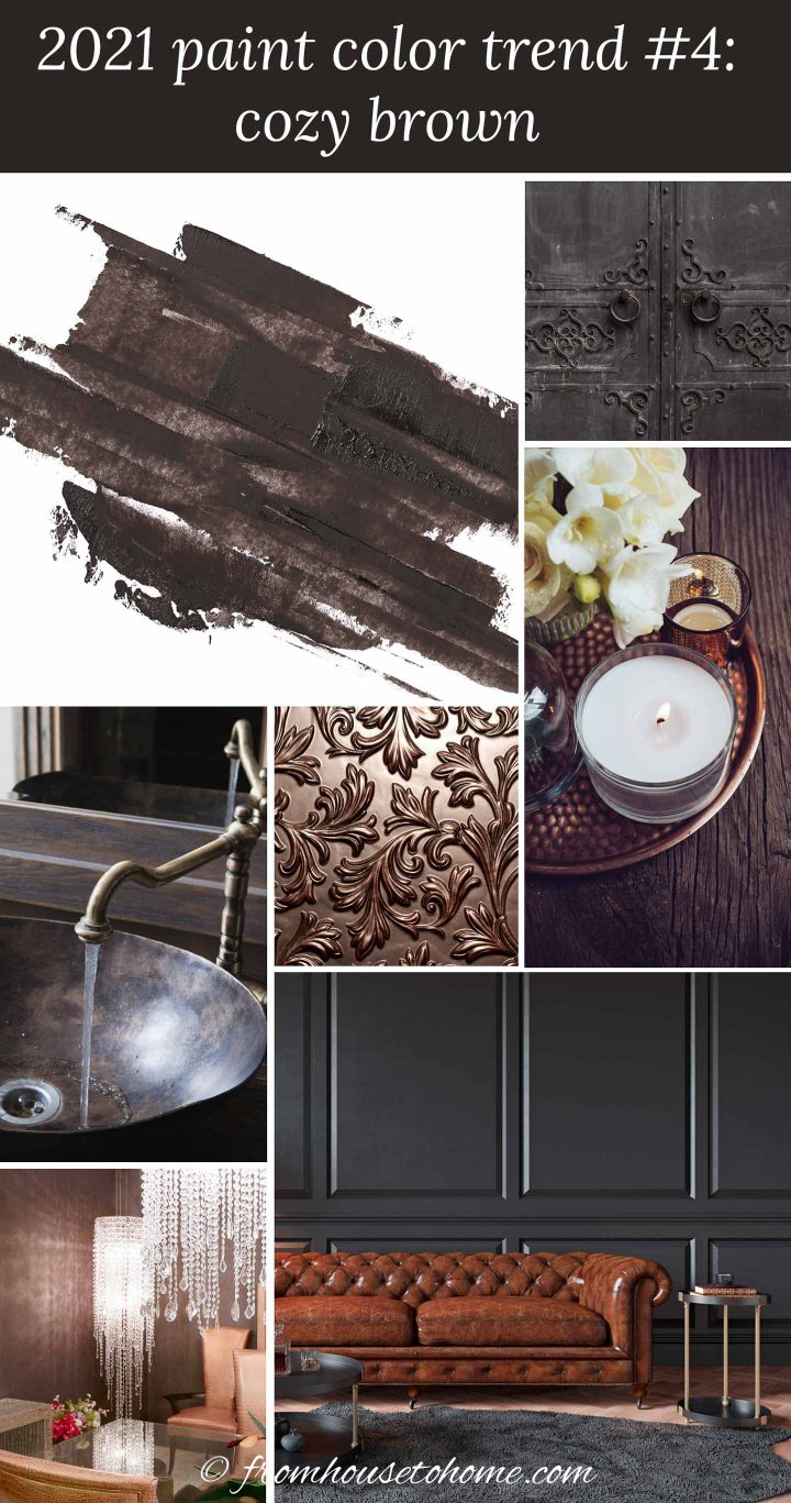 home decor pictures decorated with the 2021 paint color trend - dark brown