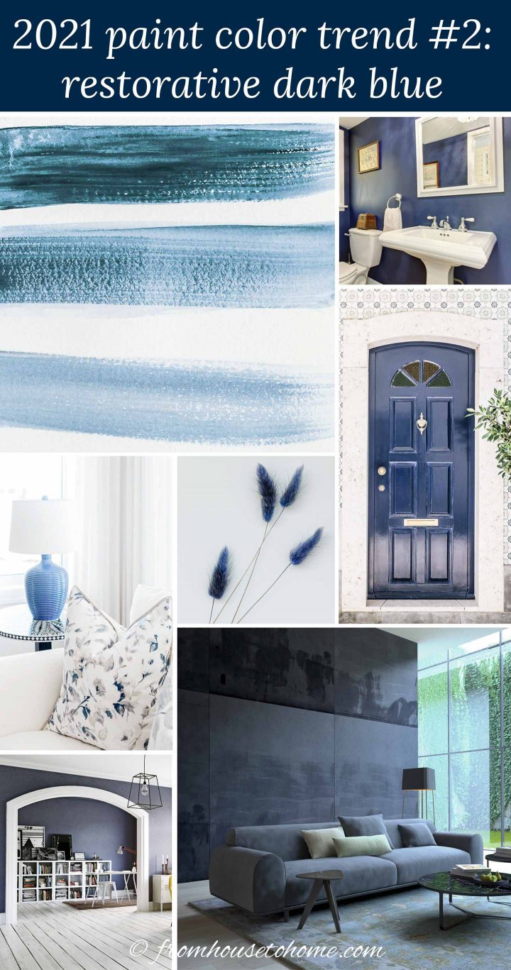 home decor pictures decorated with the 2021 paint color trend - dark blue