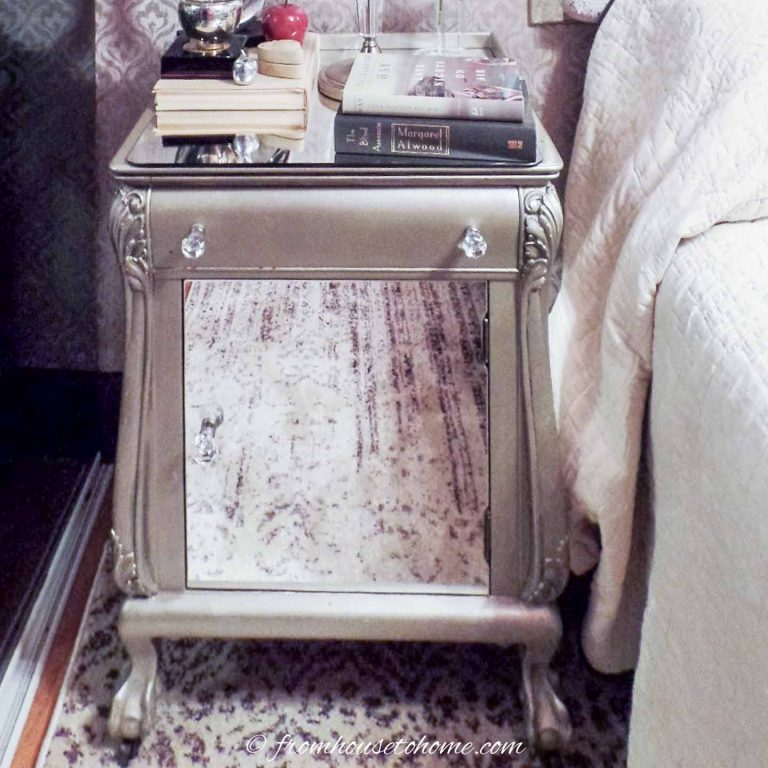 DIY Mirrored Nightstand (A Gorgeous Glam Bedside Table)