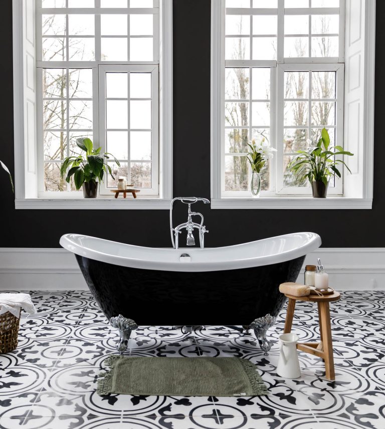Glam Black and White Bathroom Floor Tile Ideas