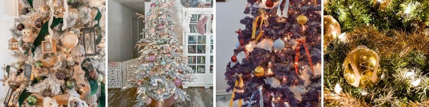 Gold, pink and white Christmas trees
