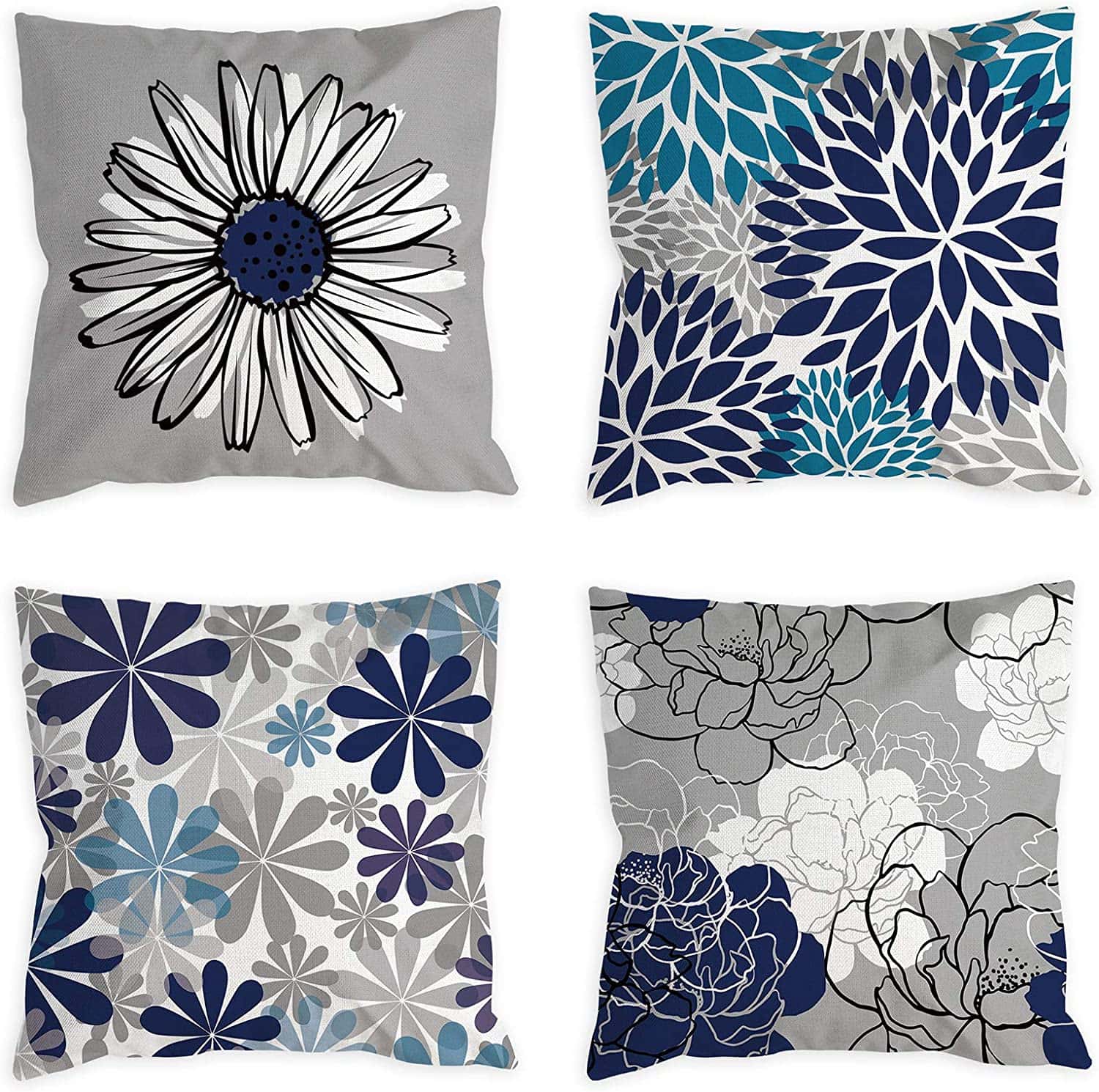blue and gray cushion covers
