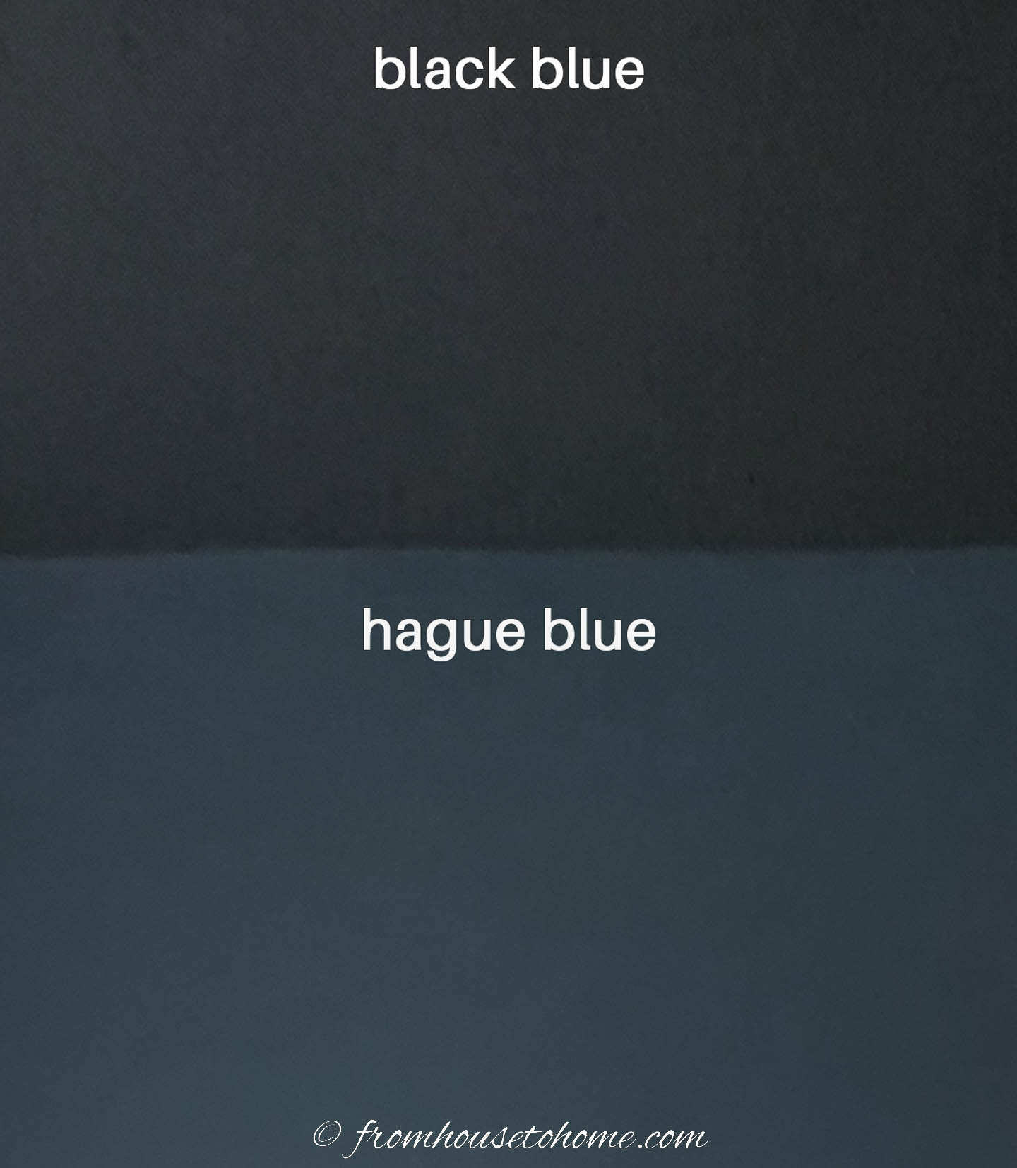 Black Blue (#95) and Hague Blue (#30) paint samples