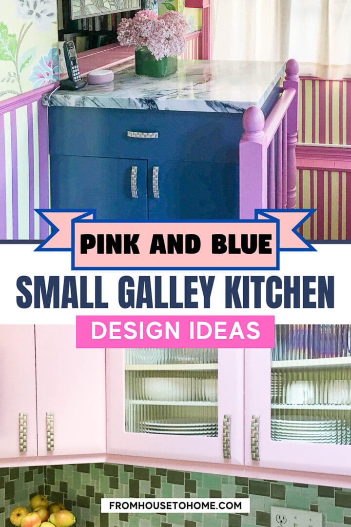 Pink And Blue Small Galley Kitchen Remodel