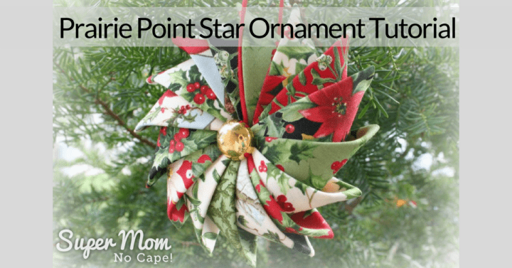 red, white and green prairie point star ornament