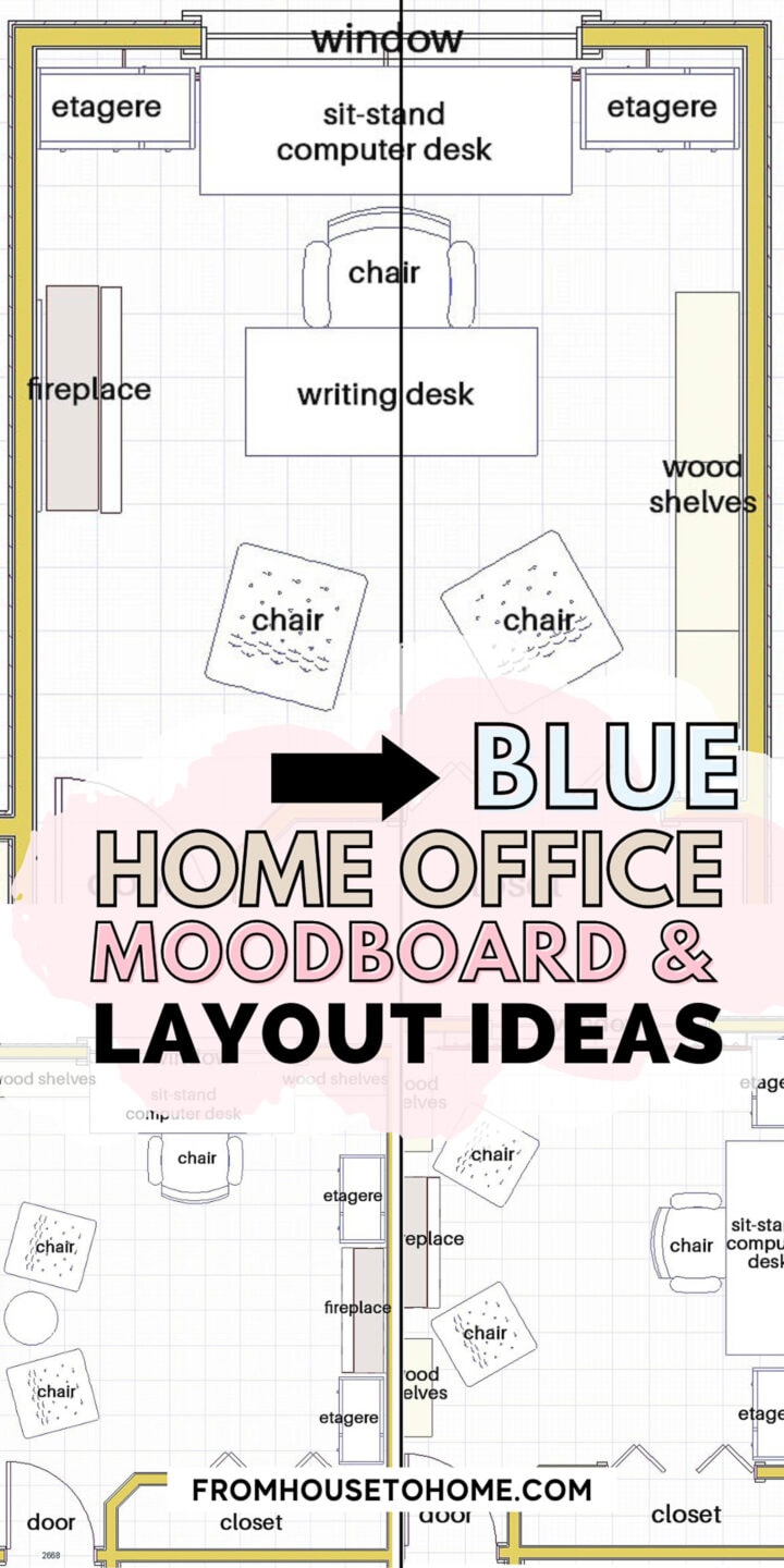 ORC Week 2: Blue Home Office Moodboard and Layout Ideas