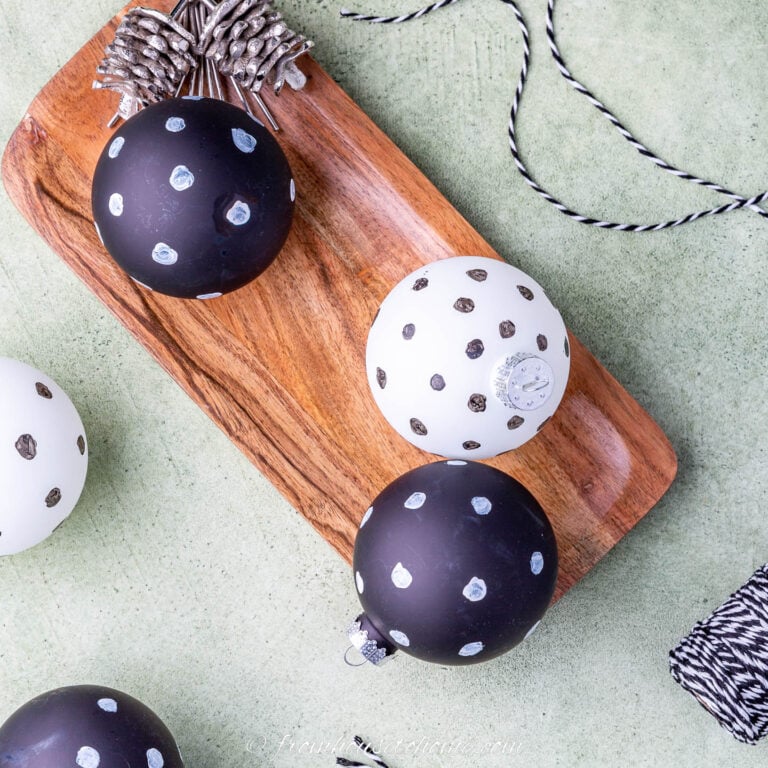 DIY Black And White Polka Dot Christmas Ornaments