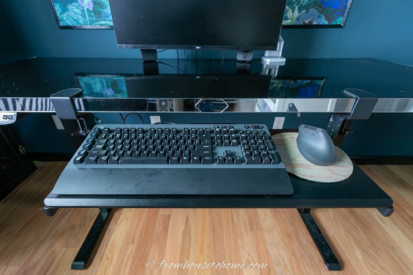 keyboard tray on the DIY electric sit stand desk