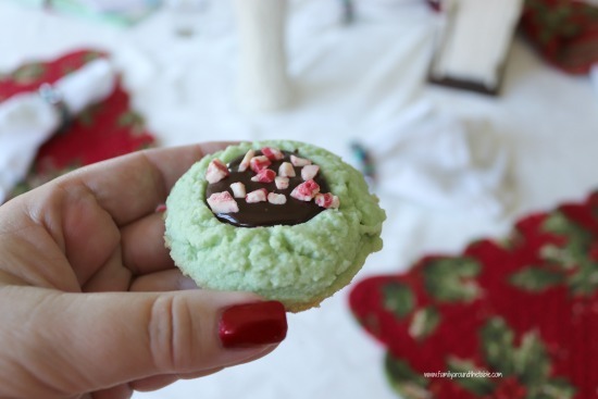 Peppermint chocolate thumbprint cookie