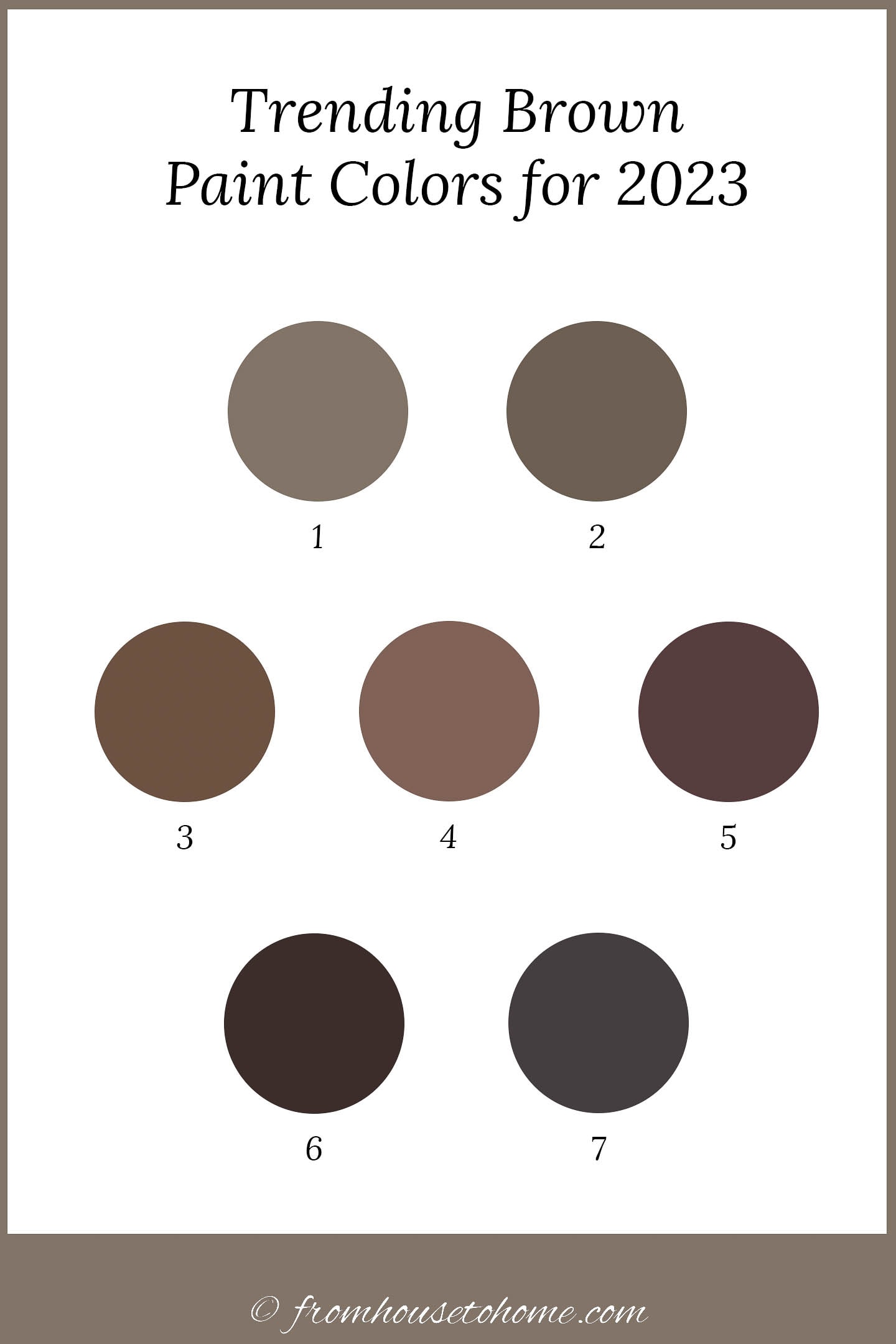 7 swatches of trending brown paint colors