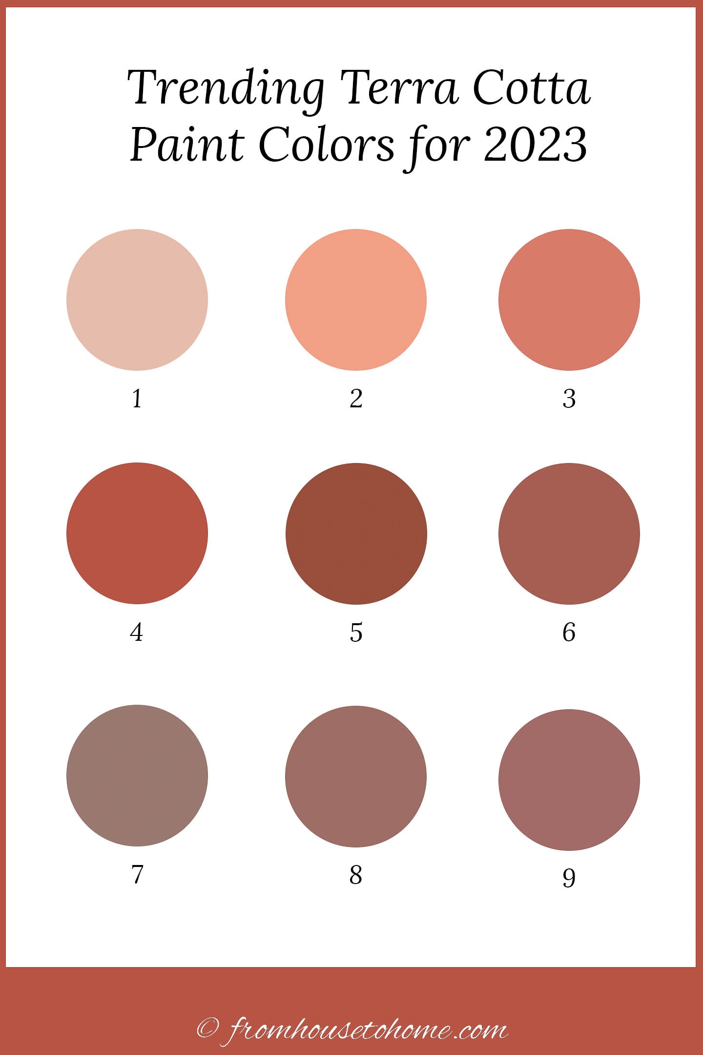 9 swatches of trending terra cotta paint colors for 2023