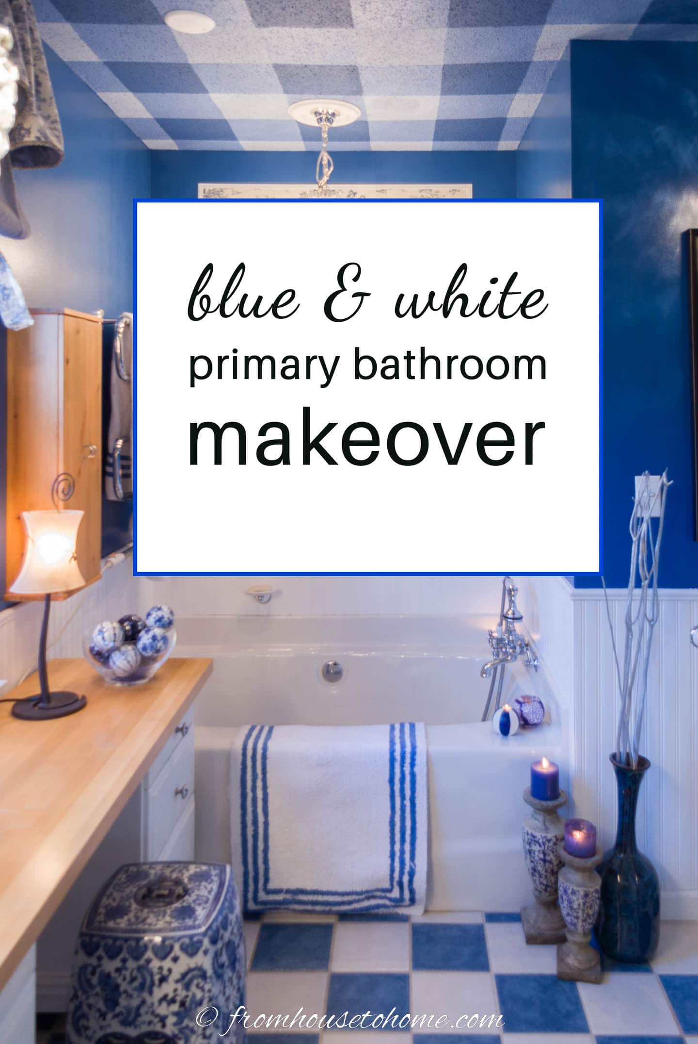 blue and white bathroom makeover