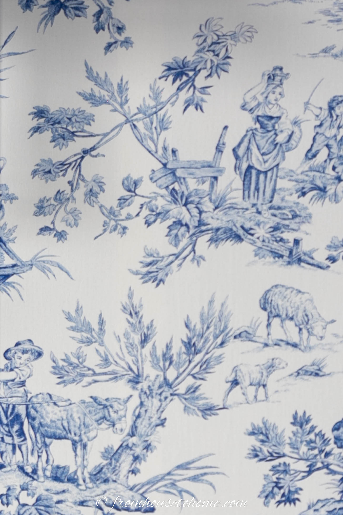 Blue and white toile pattern