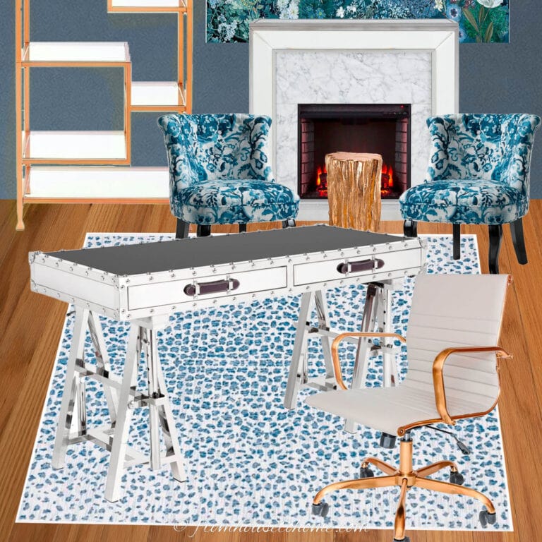 Dark Blue And White Home Office Mood Board