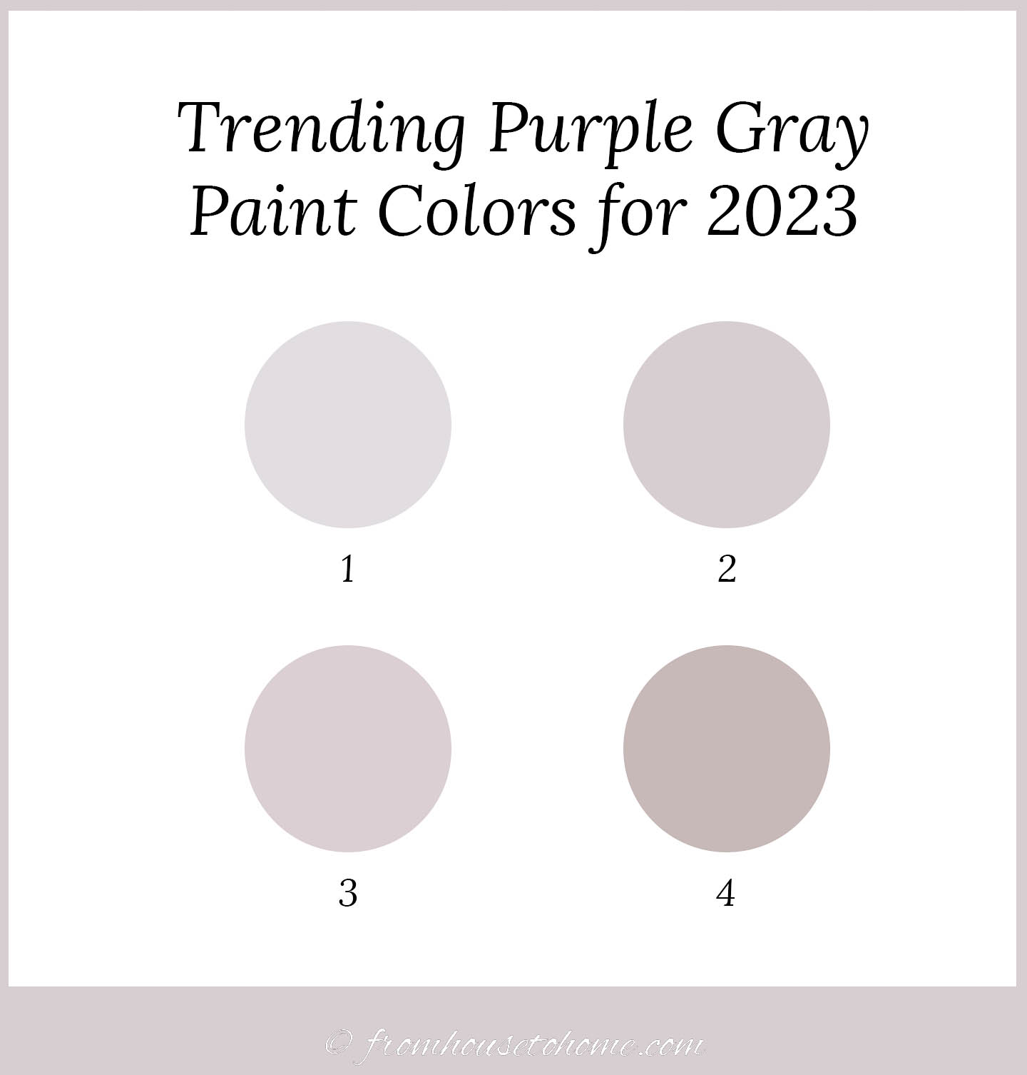 4 swatches of trending purple gray paint colors