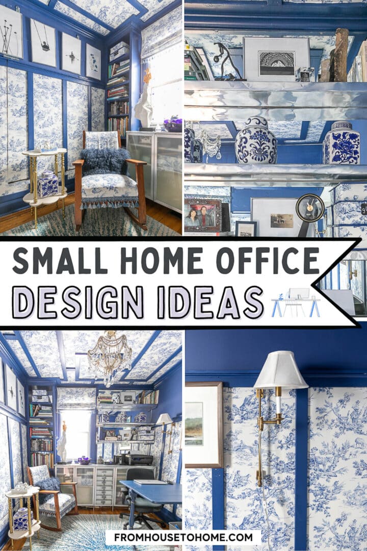 Small Home Office With Blue And White Toile