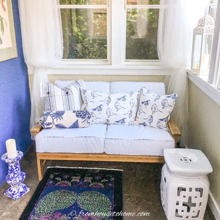 Small Blue And White Front Porch Makeover