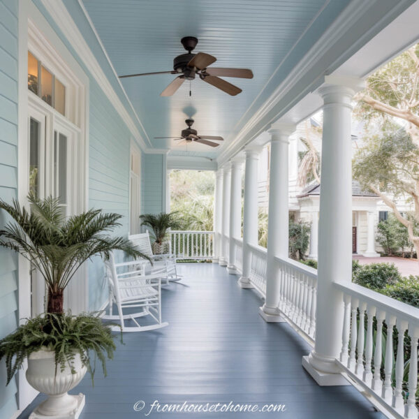 Small Blue And White Front Porch Makeover