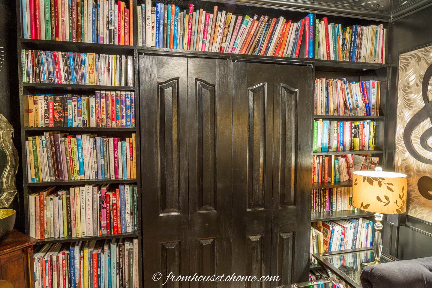 built-in bookcases around a closet