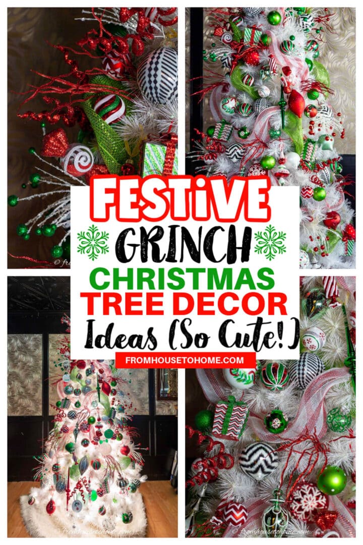 Cute ideas to decorate a festive Grinch Christmas tree.