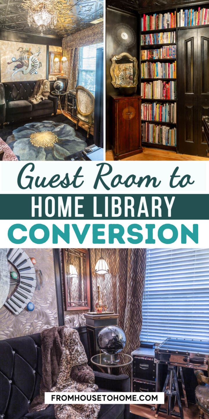 Guest room conversion to home library.