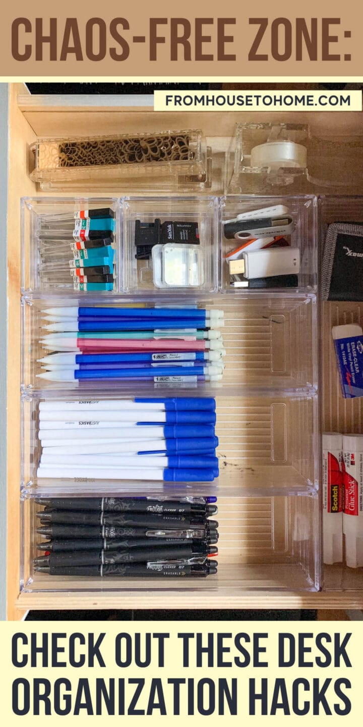 Check out these chaos-free zone desk organization hacks for some great desk organization ideas.