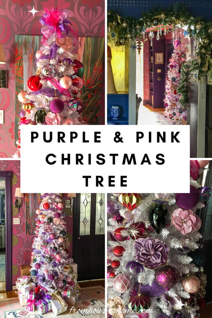 Festive pink and purple Christmas tree.