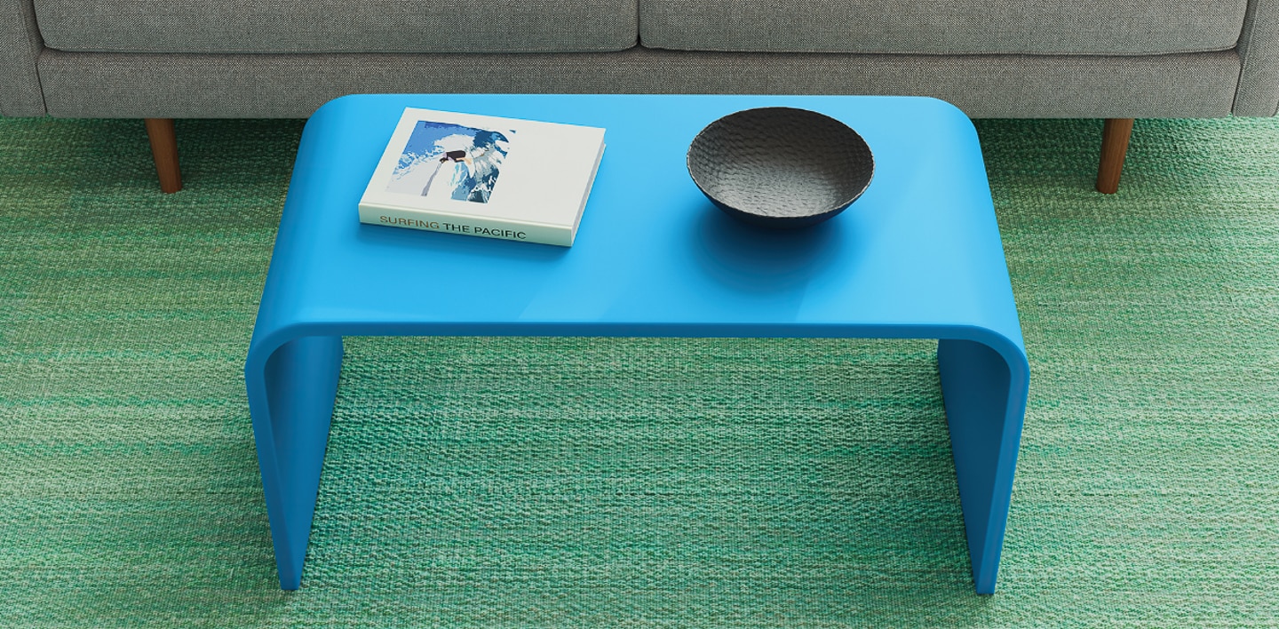 Coffee table painted in Krylon Bluebird