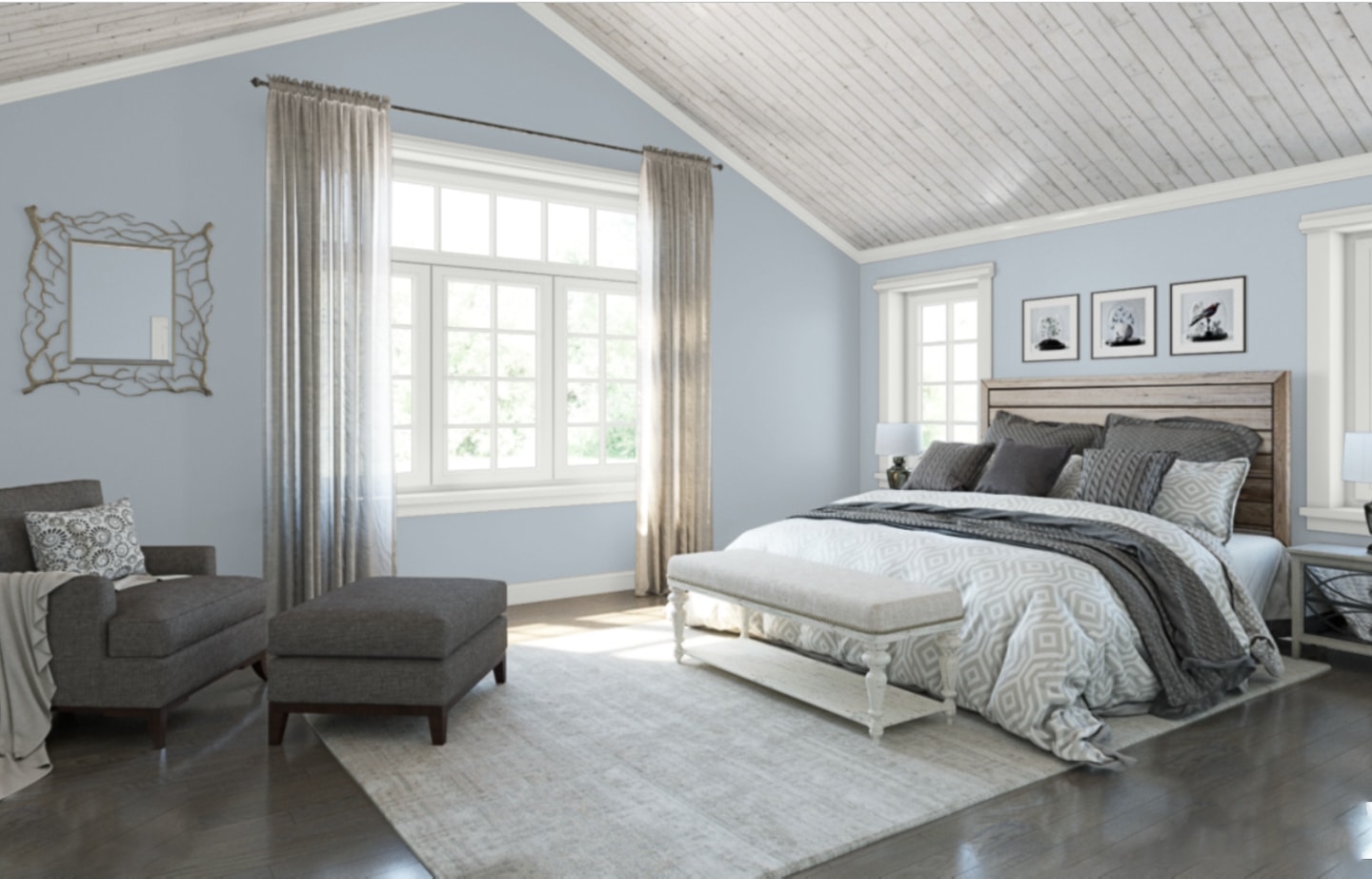 A bedroom painted in Sherwin Williams Upward