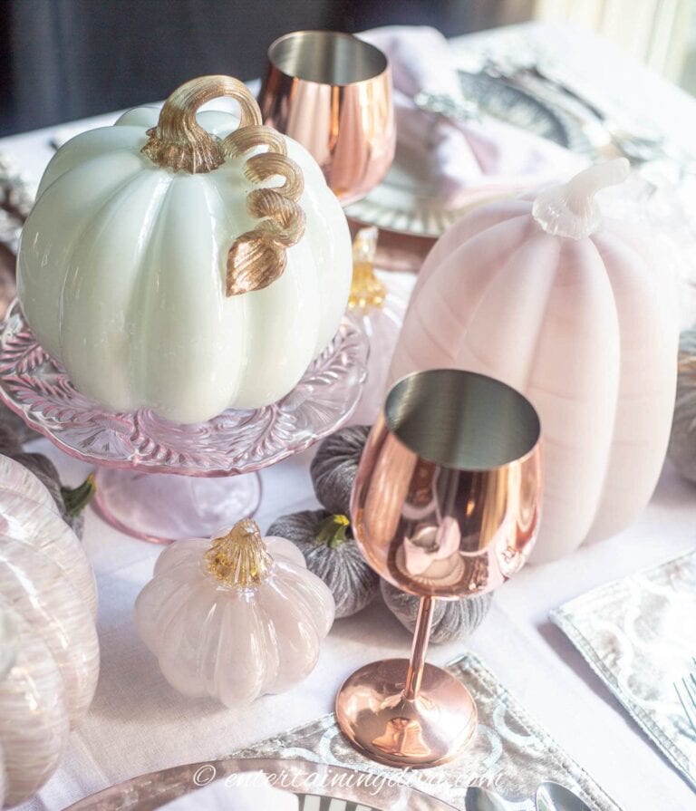 Beautiful Fall Tablescape With Blush Pink Pumpkins
