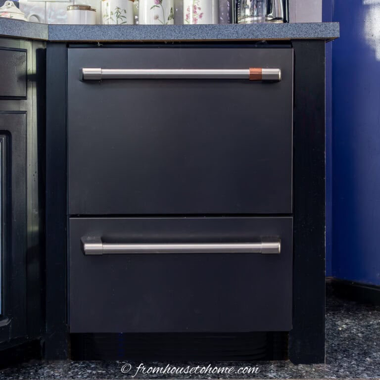 front view of the GE Cafe double drawer dishwasher