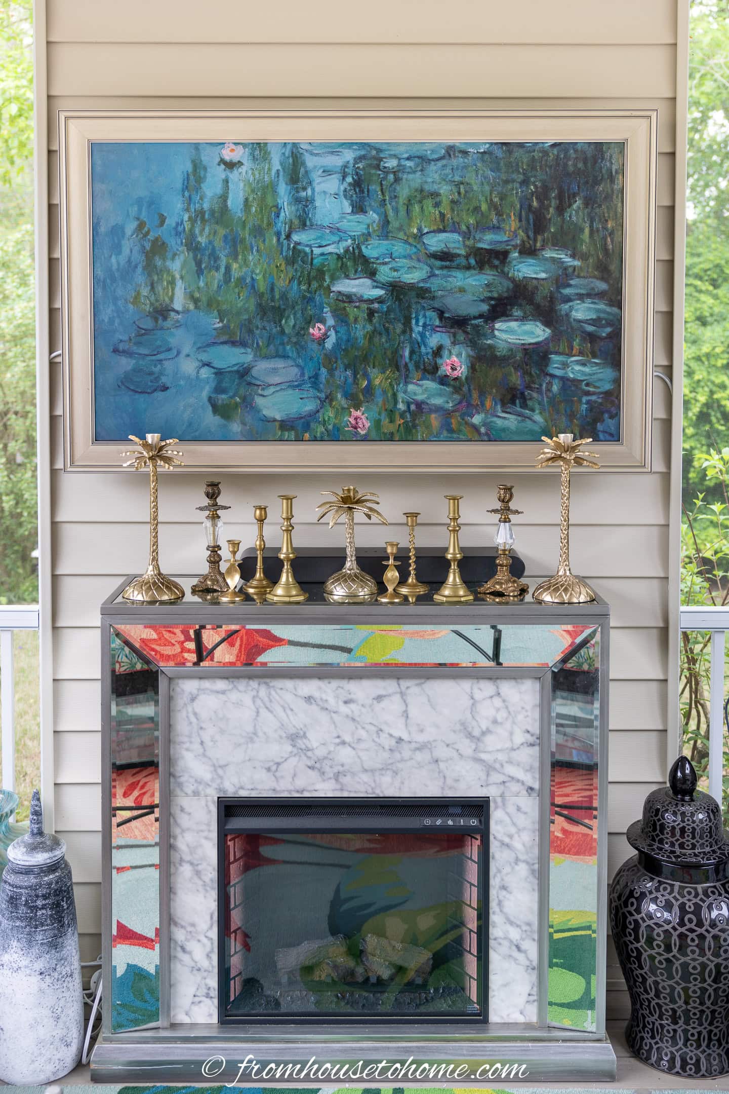 Samsung Art TV hung over a fireplace