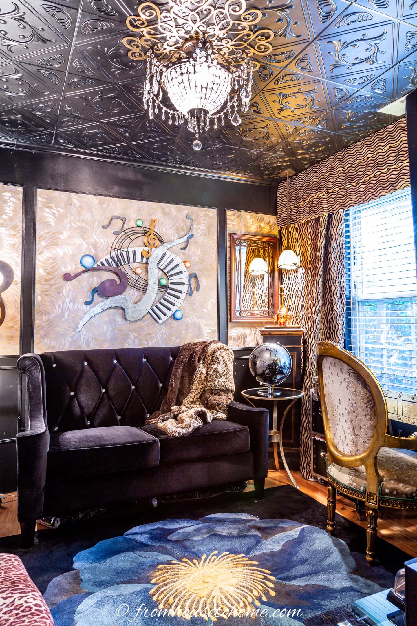 Gold and black home office
