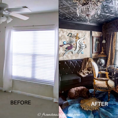 Before and after of a room makeover that looks more expensive