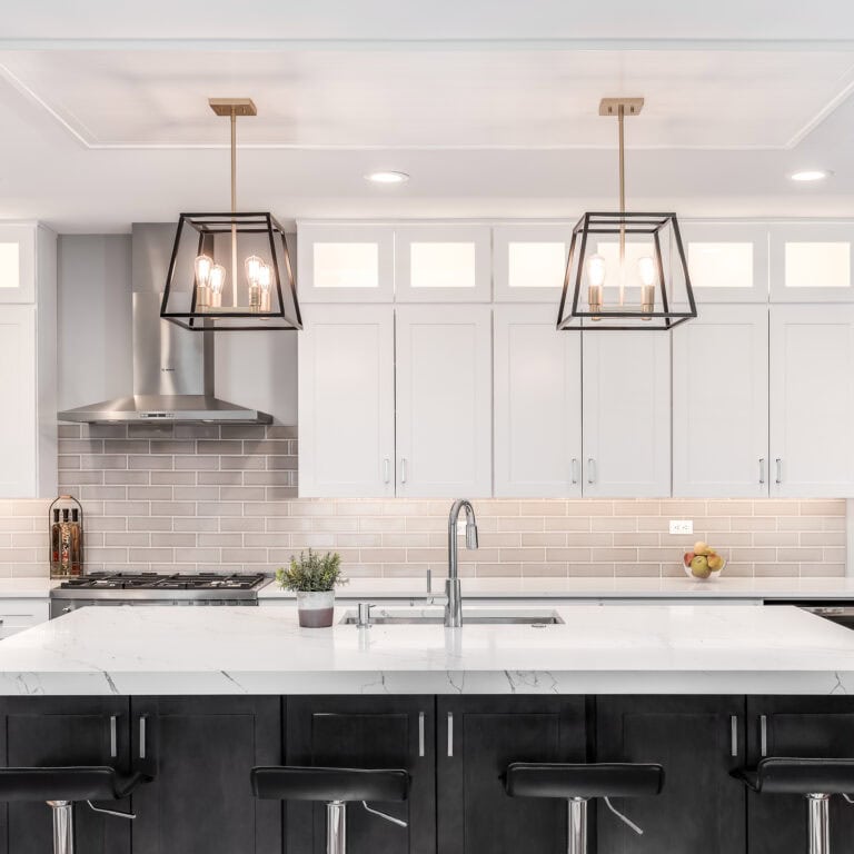 modern black and white kitchen