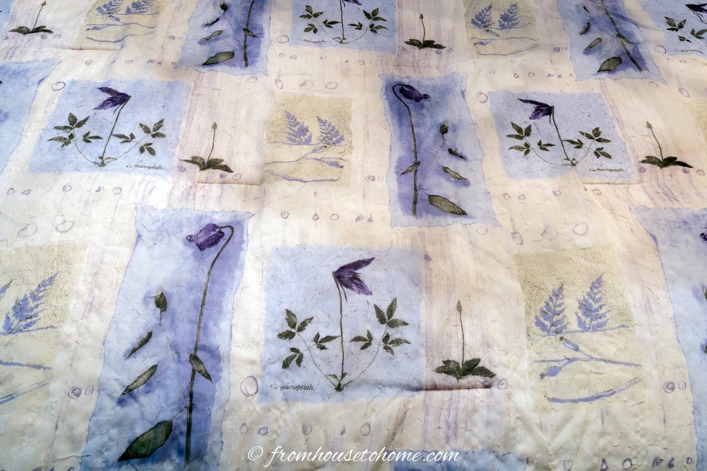 A purple, blue and cream floral duvet