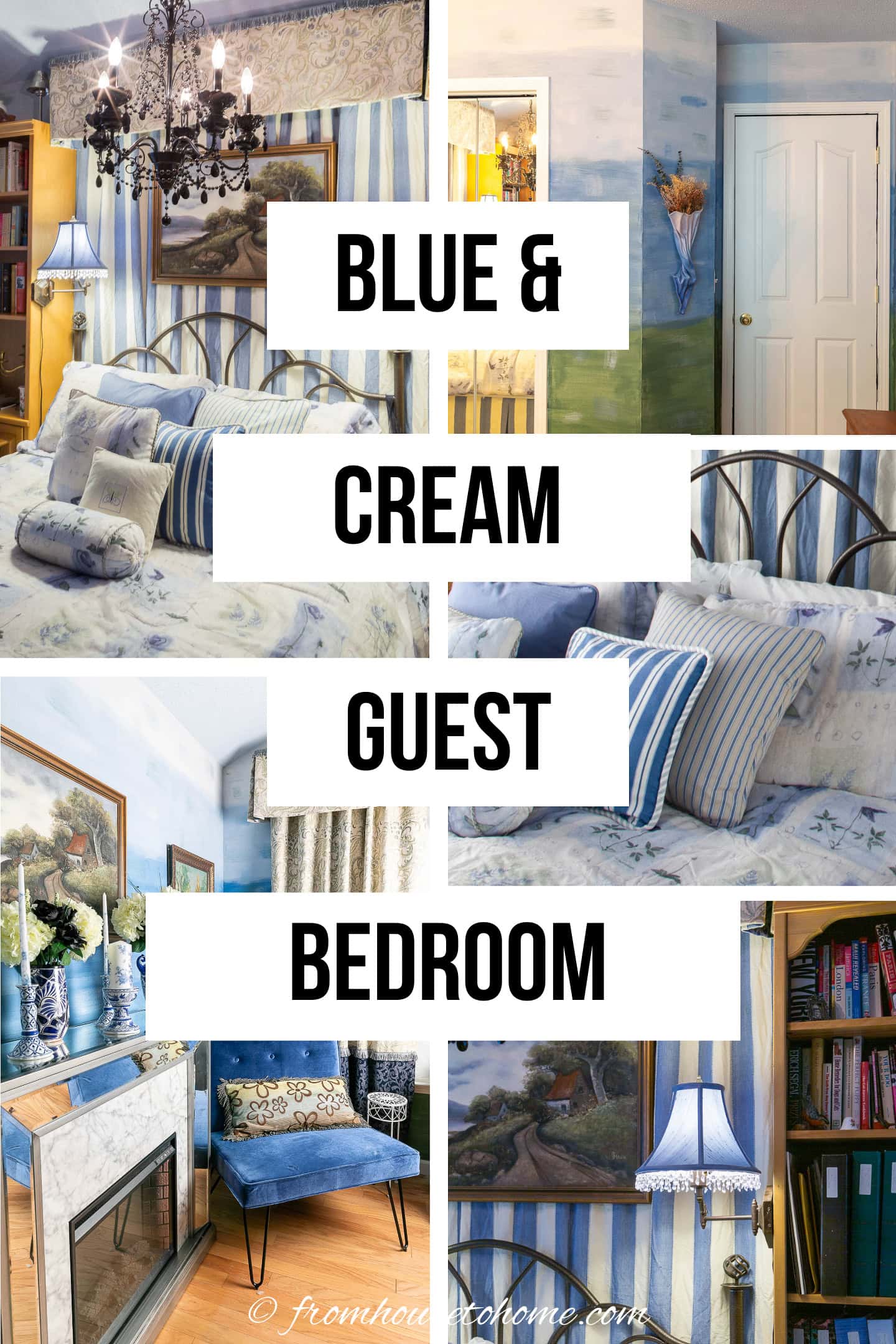 blue & cream guest bedroom