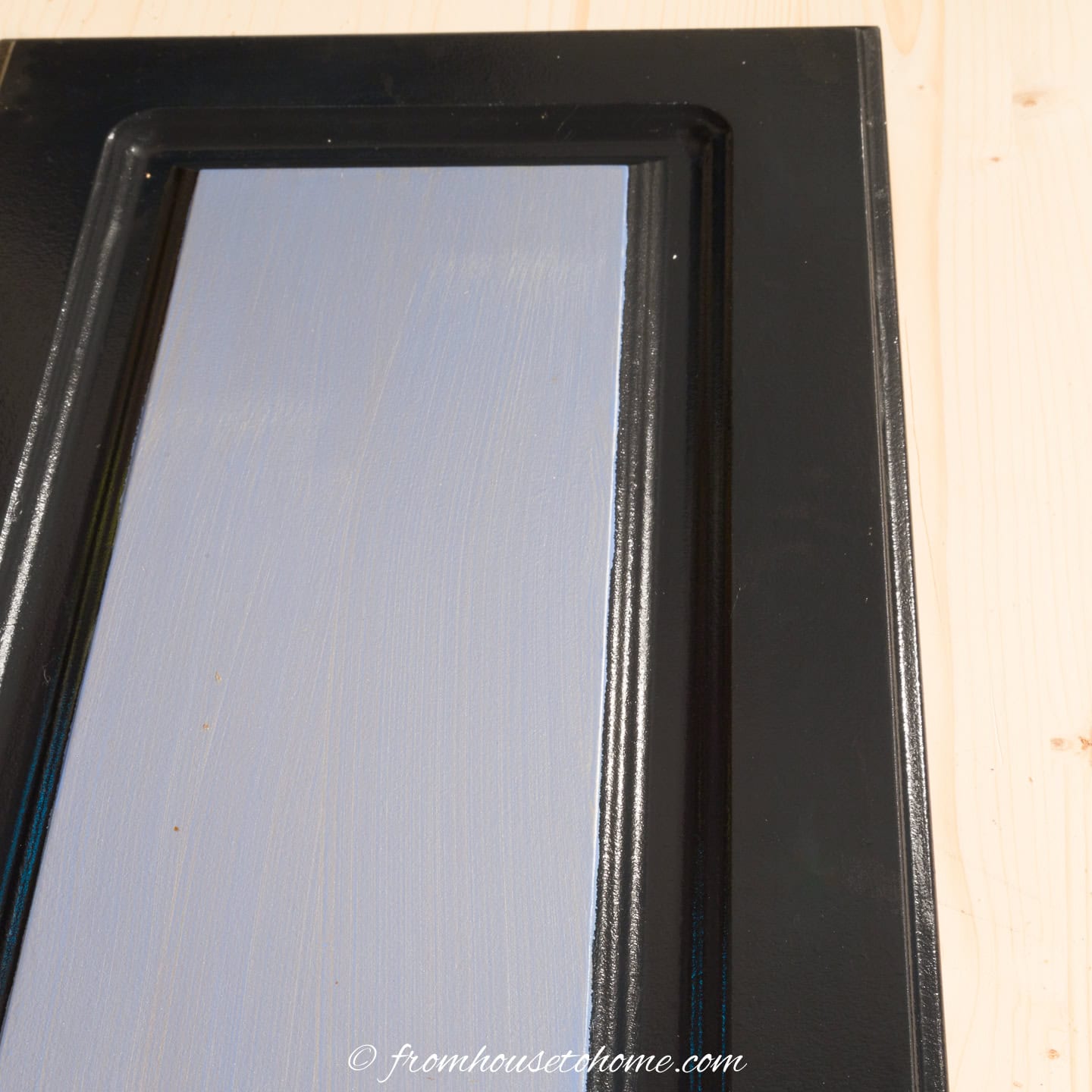 Close up of a painted kitchen cabinet door